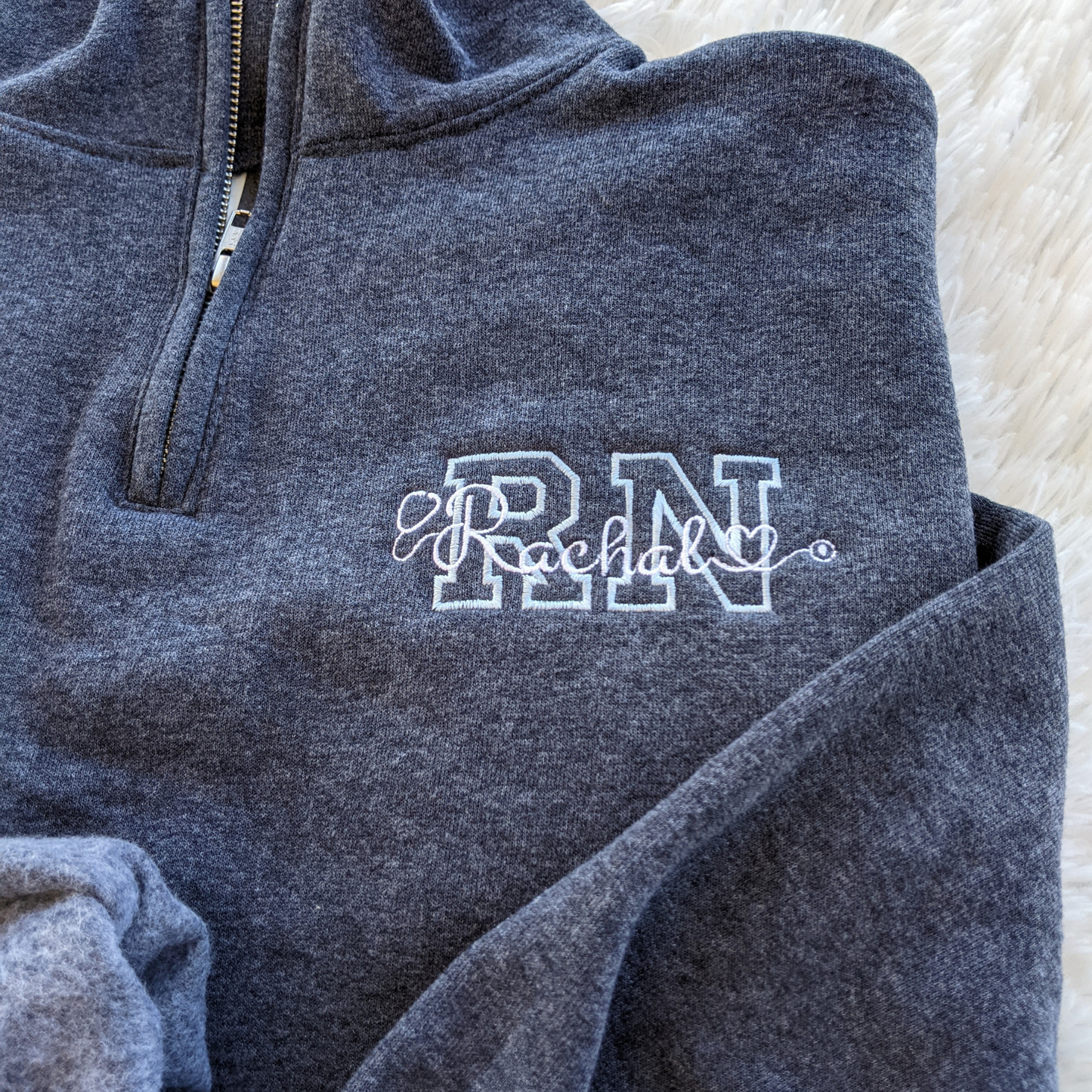 Sweatshirt - Quarter Zip - RN - Stethoscope & Name