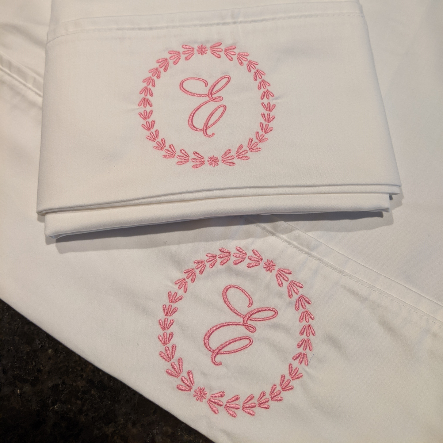 Pillowcases - Monogram - Single Initial with Border