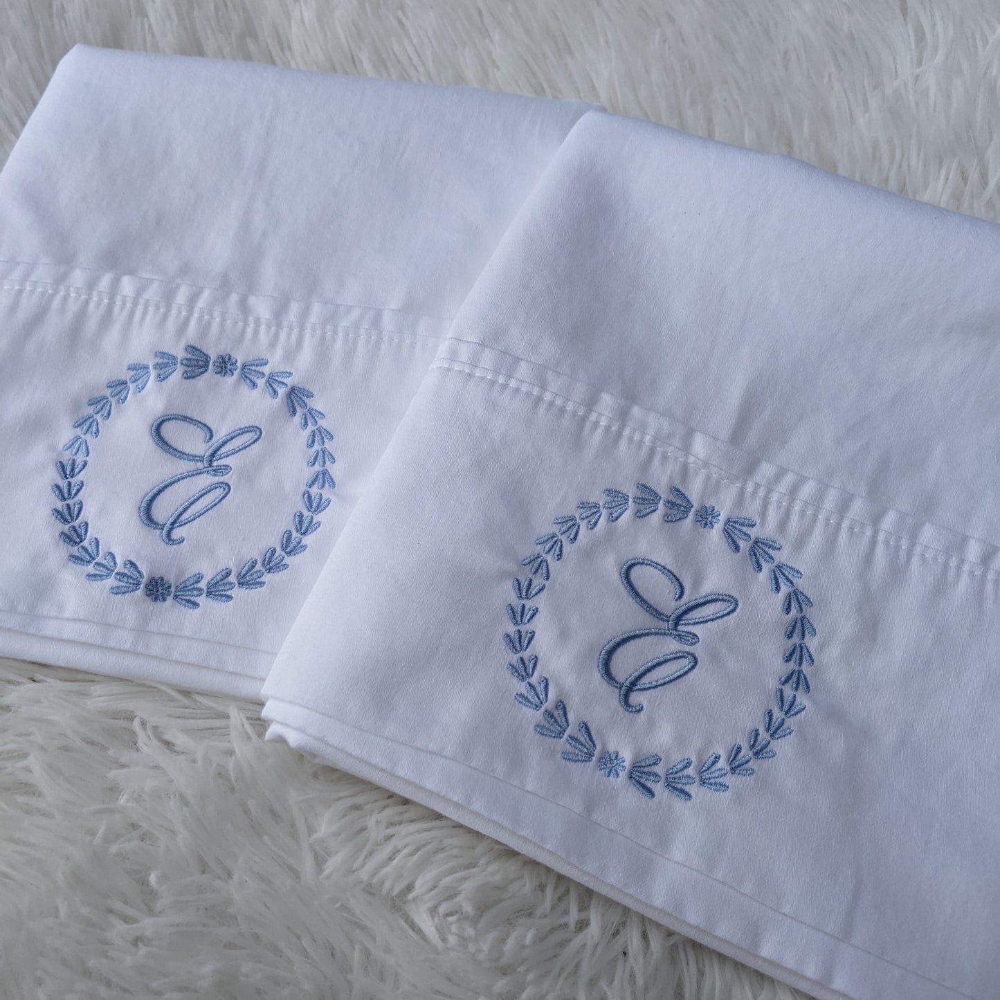 Pillowcases - Monogram - Single Initial with Border